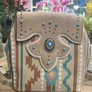 Justin Boots Tan and Turquoise Patterned Backpack Justin Boots | Bags | Justin Boots Tan And Turquoise  main image 2